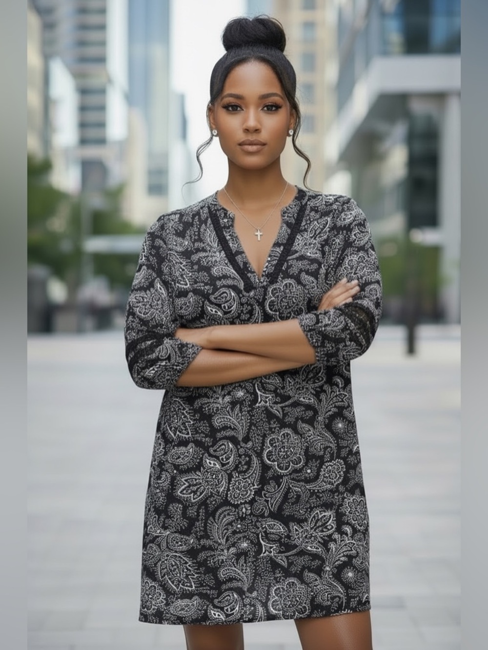 Banana Republic Black  and White Paisley Dress